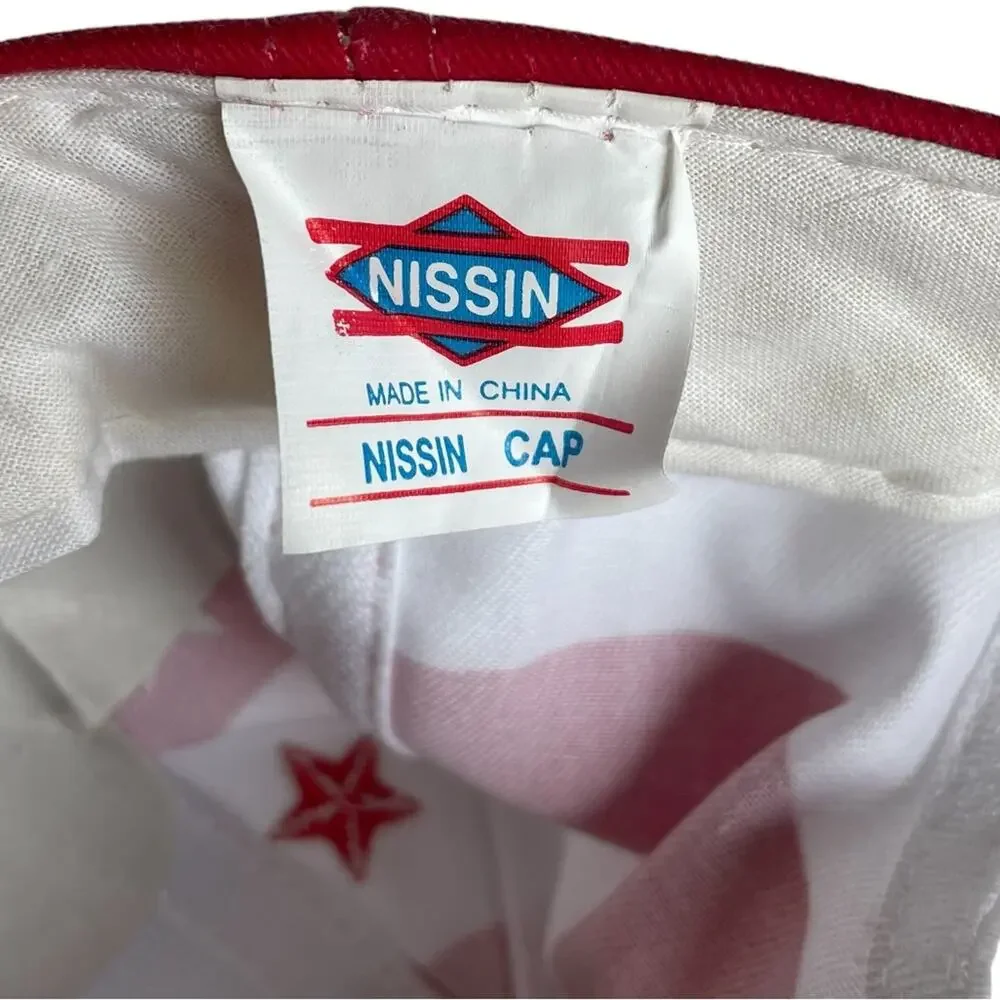 Men’s Nissin Embroidered American Flag Leather Strap-back Ball‎ Cap Hat in OS.